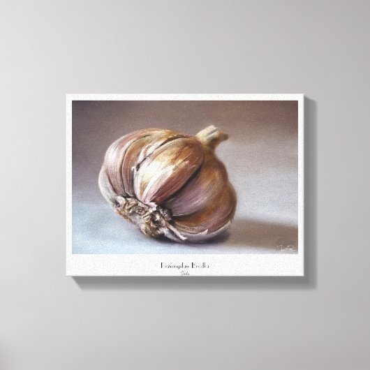 ニンニククラシック野菜スチルライフ油絵を描 キャンバスプリント (正面)