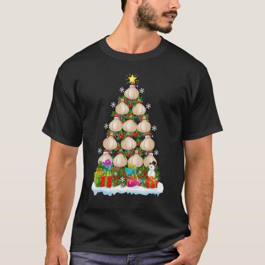 ニンニククリスマスホリデーニンニククリスマスツリー Tシャツ (正面)