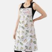 ニンニク柄、赤面ピンクの水色名 エプロン (インサイチュ)