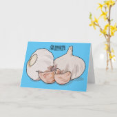 ニンニク漫画イラストレーション カード (黄色い花)