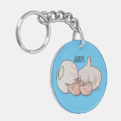 ニンニク漫画イラストレーション キーホルダー (正面左)