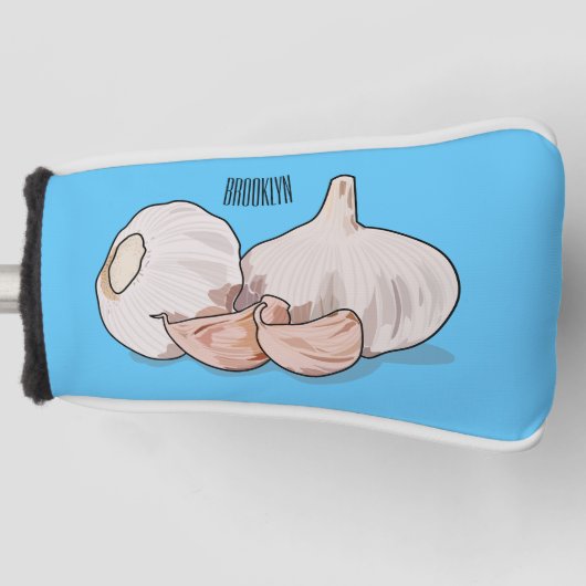 ニンニク漫画イラストレーション ゴルフヘッドカバー (正面)