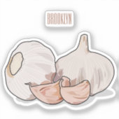 ニンニク漫画イラストレーション シール (正面)