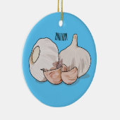 ニンニク漫画イラストレーション セラミックオーナメント (右)