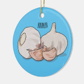 ニンニク漫画イラストレーション セラミックオーナメント (左)