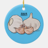 ニンニク漫画イラストレーション セラミックオーナメント (裏面)