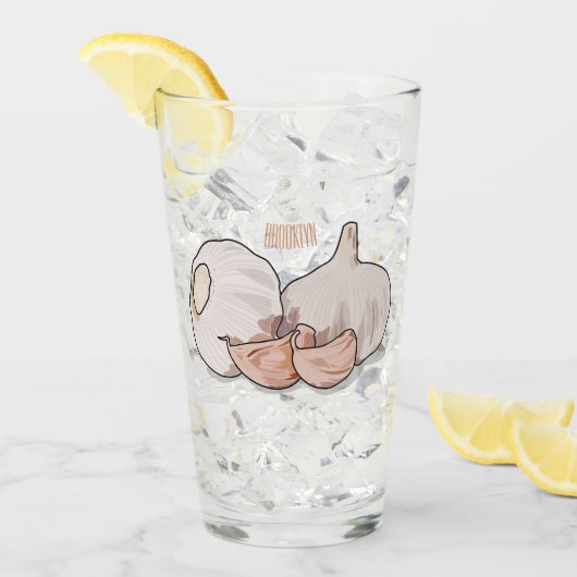 ニンニク漫画イラストレーション タンブラーグラス (アイス正面)