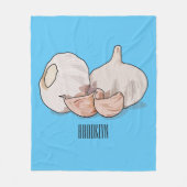 ニンニク漫画イラストレーション フリースブランケット (正面)