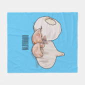 ニンニク漫画イラストレーション フリースブランケット (正面(横))