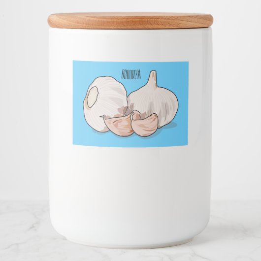 ニンニク漫画イラストレーション フードラベル (正面)