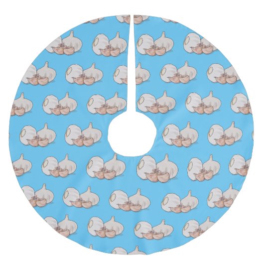 ニンニク漫画イラストレーション ブラッシュドポリエステルツリースカート (正面)