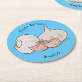 ニンニク漫画イラストレーション ラウンドペーパーコースター (アングル)