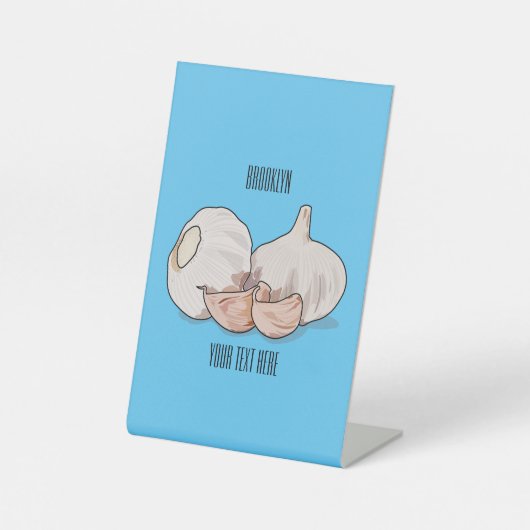 ニンニク漫画イラストレーション 台座サイン (正面)