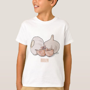 ニンニク漫画イラストレーション Tシャツ