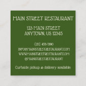 ニンニク転がノックイタリアンパン料理シェフ スクエア名刺 (裏面)