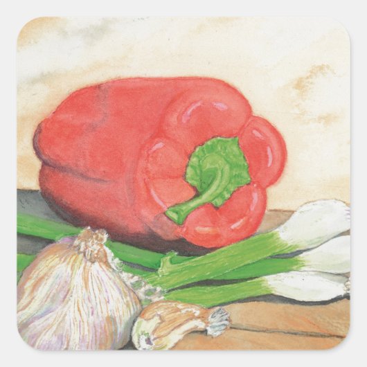 ニンニク、玉ねぎ、コショウ スクエアシール (正面)