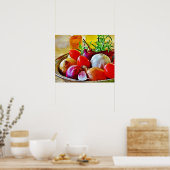 ニンニク、玉ねぎ、トマトアートの飾壁。 ポスター (キッチン)