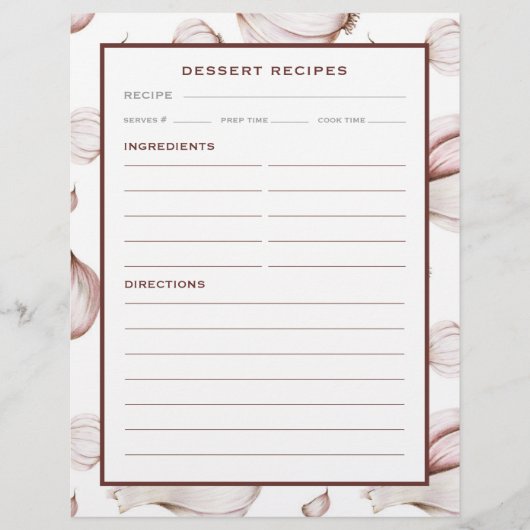 ニンニク |白シンプル色 |デザートレシピページ (正面)