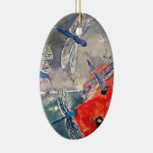 ニンフおよびトンボの水彩画の絵画 セラミックオーナメント (右)