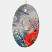 ニンフおよびトンボの水彩画の絵画 セラミックオーナメント (左)