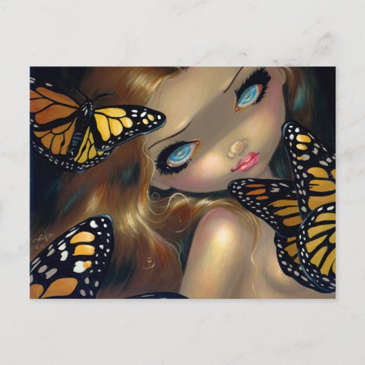 「ニンフと（昆虫）オオカバマダラ、モナーク」はがき ポストカード (正面)