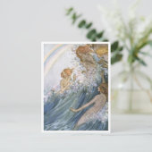 ニンフ踊りインザ波ヴィンテージイラストレーション ポストカード (スタンド正面)