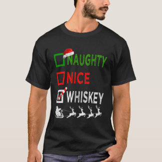 ニースいけなウイスキーのクリスマスパジャマおもしろいサンタ Tシャツ