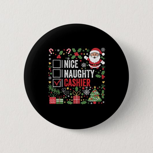 ニースいけなキャシおもしろいアクリスマスサンタクロースT 缶バッジ (正面)