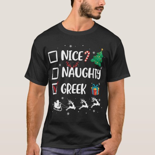 ニースいけなギリシャのクリスマスおもしろいサンタハットクリスマス Tシャツ (正面)