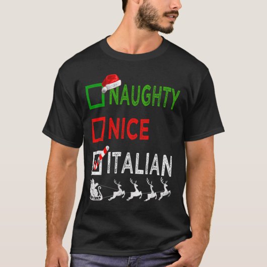 ニースいけなクイタリアンリスマスパジャマおもしろいサンタ Tシャツ (正面)