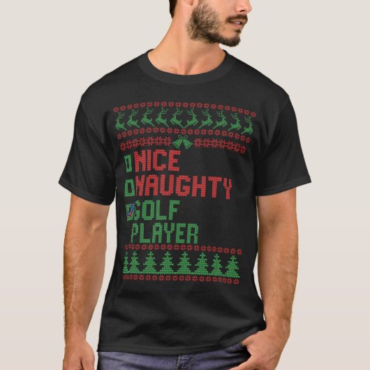 ニースいけなゴルフプレーおもしろいヤークリスマスマッチング Tシャツ (正面)
