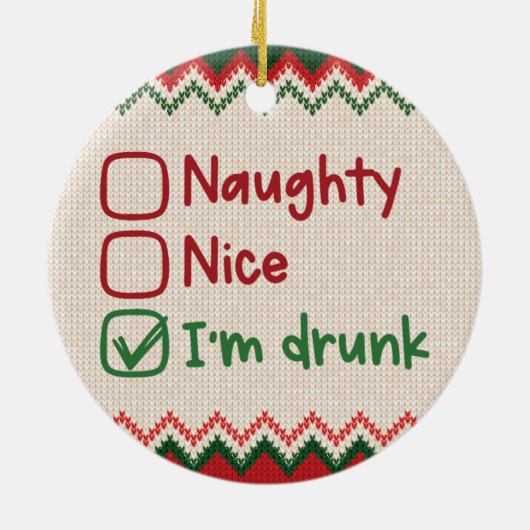 ニースいけなス、私は – ク飲リスマスおもしろい セラミックオーナメント (裏面)