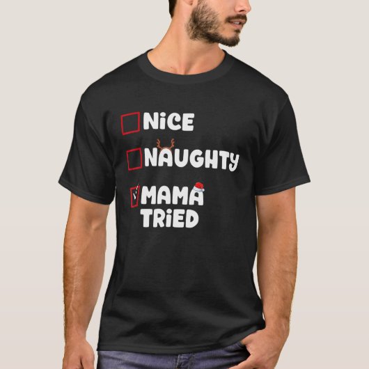 ニースいけなママはクリスマスを試食クリスマスサンタ Tシャツ (正面)