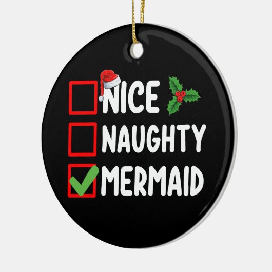 ニースいけなマーメイドクリスマスリストファミリーホリデー セラミックオーナメント (左)