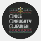 ニースいけなユダヤ人サンタ醜いクリスマスハヌカー ラウンドシール (正面)