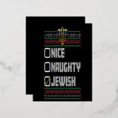 ニースいけなユダヤ人サンタ醜いクリスマスハヌカー 箔シーズンポストカード (正面/裏面)