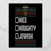 ニースいけなユダヤ人サンタ醜いクリスマスハヌカー 箔シーズンポストカード (正面)