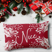 ニースいけなレッドホワイトクリスマスフローラアイビーリーフ ランバークッション