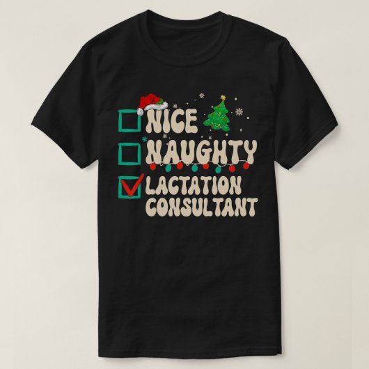 ニースいけな授乳コンサルタントクリスマスリストSanta Tシャツ (デザイン正面)