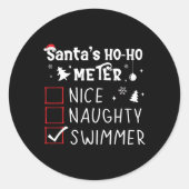 ニースいけな泳ぐ人クリスマス一覧スイミングおもしろい ラウンドシール (正面)