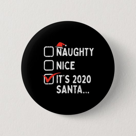ニースいけな2020サンタおもしろいクリスマス検疫ティック 缶バッジ (正面)