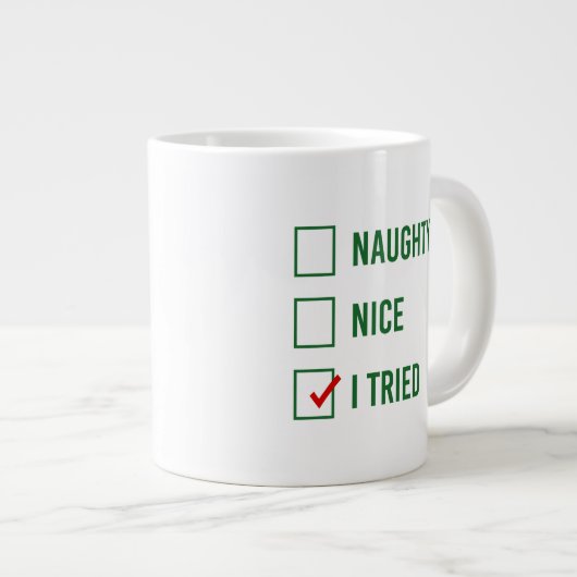 ニースいけな、私は試した – クリスマスおもしろい引用文 ジャンボコーヒーマグカップ (正面右)