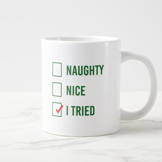 ニースいけな、私は試した – クリスマスおもしろい引用文 ジャンボコーヒーマグカップ (右)