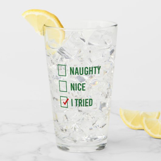 ニースいけな、私は試した – クリスマスおもしろい引用文 タンブラーグラス (アイス正面)