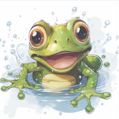 ニースおもしろいグリーンカエル シール (正面)