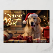 ニースおもしろいリストドッグペットクリスマスホリデー 箔シーズンカード (正面)