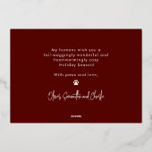 ニースおもしろいリストドッグペットクリスマスホリデー 箔シーズンカード (裏面)