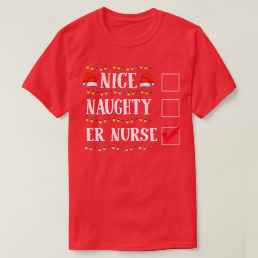 ニースおもしろいERいけなナースクリスマスサンタ Tシャツ (デザイン正面)