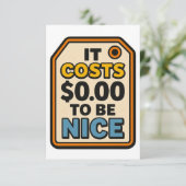 ニースするには$ 0.00コスト – はっきりしたタイポグラフィ サンキューカード (スタンド正面)