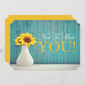 ニースにあなたヒマワリターコイズゴールデンイエロー サンキューカード (正面/裏面)
